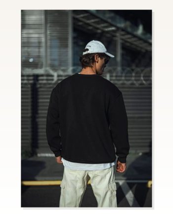 Kadın Günlük Stil Siyah Kışlık Bisiklet Yaka Üç İplik Basic Sweatshirt