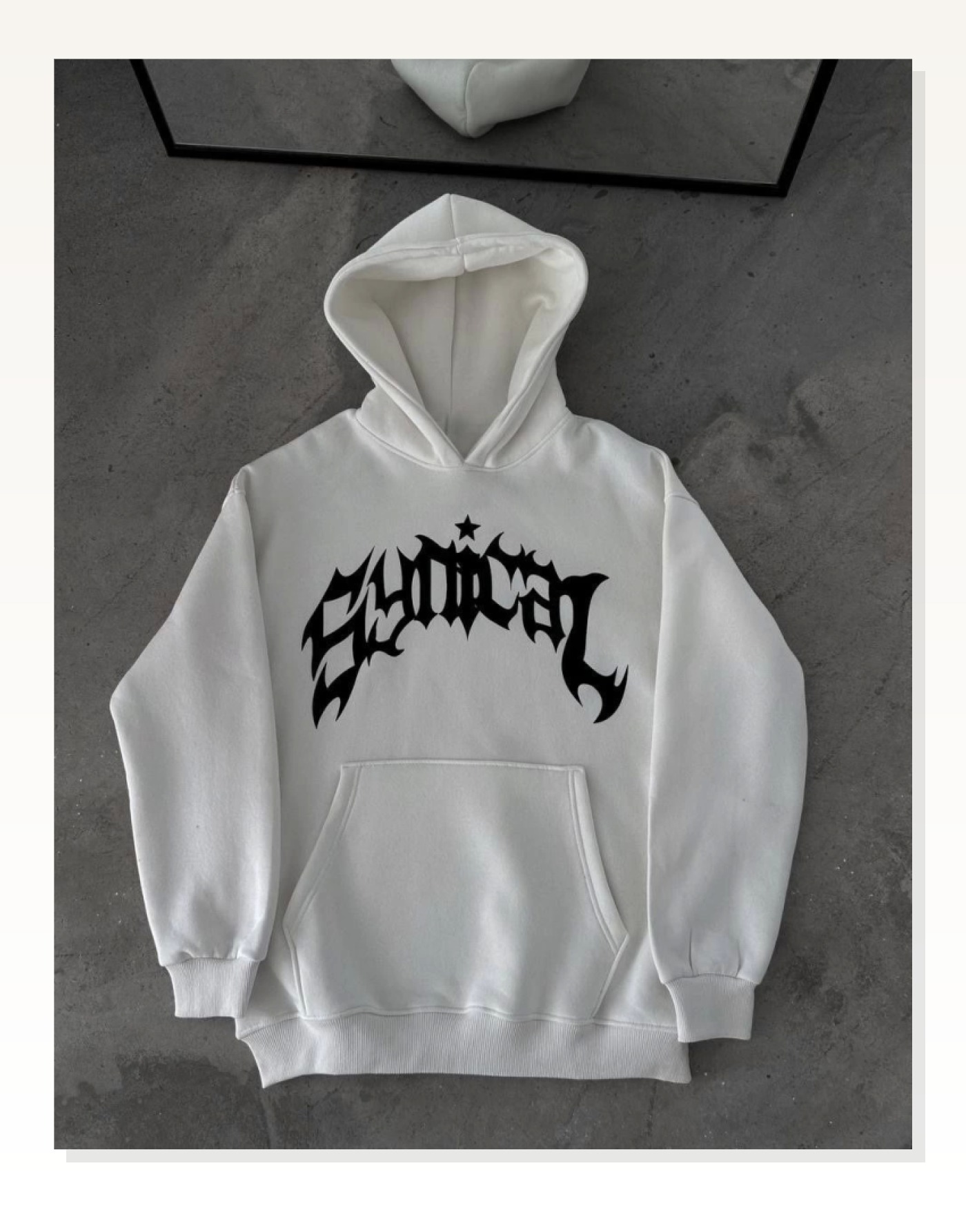 Beyaz Oversize Sweatshirt Baskılı Kadın Sokak Stili Kışlık Kapüşonlu Marketplace blank