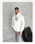 Kışlık Üç İplik Kapşonlu Sweatshirt Beyaz