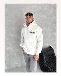 Kışlık Üç İplik Kapşonlu Sweatshirt Beyaz