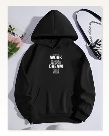 Kışlık Üç İplik Kapşonlu Sweatshirt Siyah