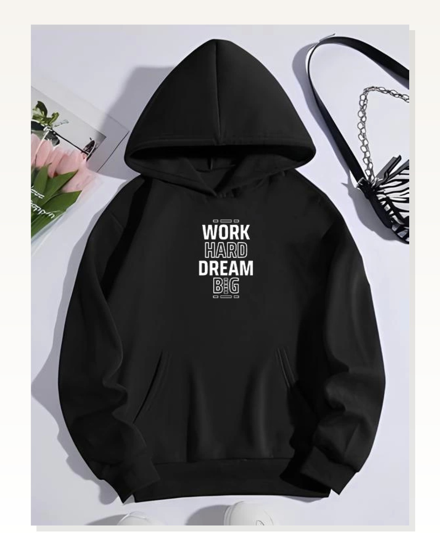Kışlık Üç İplik Kapşonlu SweatShirt - Siyah Marketplace blank