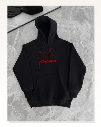 Kadın Günlük Stil Siyah Kışlık Uzun Kol Kapüşonlu Sweatshirt