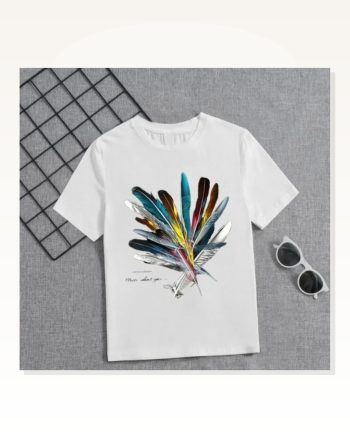 Kız Çocuk Baskılı T-shirt Beyaz