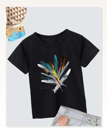 Kız Çocuk Baskılı T-shirt- Siyah