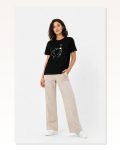 Köpek Figürlü Minimal Baskılı Tişört Kısa Kol Yazlık T-shirt Siyah