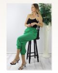 Kadın Rahat Kullanım Krinkıl Paça Pensli Yeşil Pantolon Marketplace