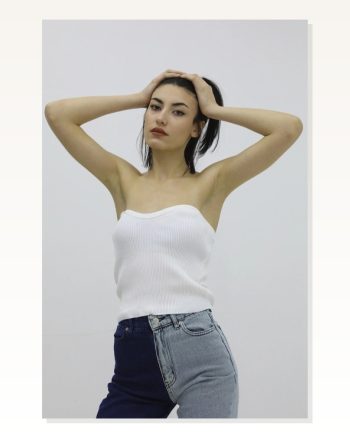 Kadın Modern Stil Likralı Triko Ekru P-019895 Büstiyer