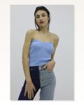 Kadın Modern Stil Likralı Triko Mavi P-019895 Büstiyer