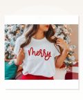 Baskılı Kadın Günlük Stil Beyaz Merry Tişört Marketplace