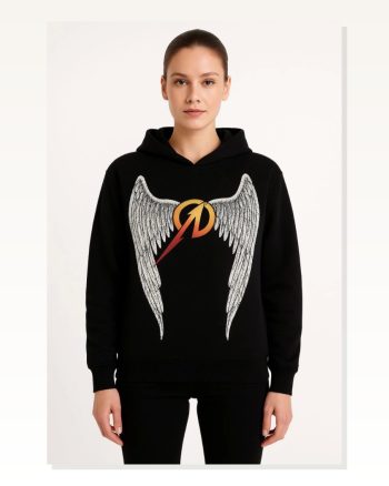 Kadın Arka Baskılı Sokak Stili Siyah Metallica İki İplik Kapüşonlu Ön ve Hoodie
