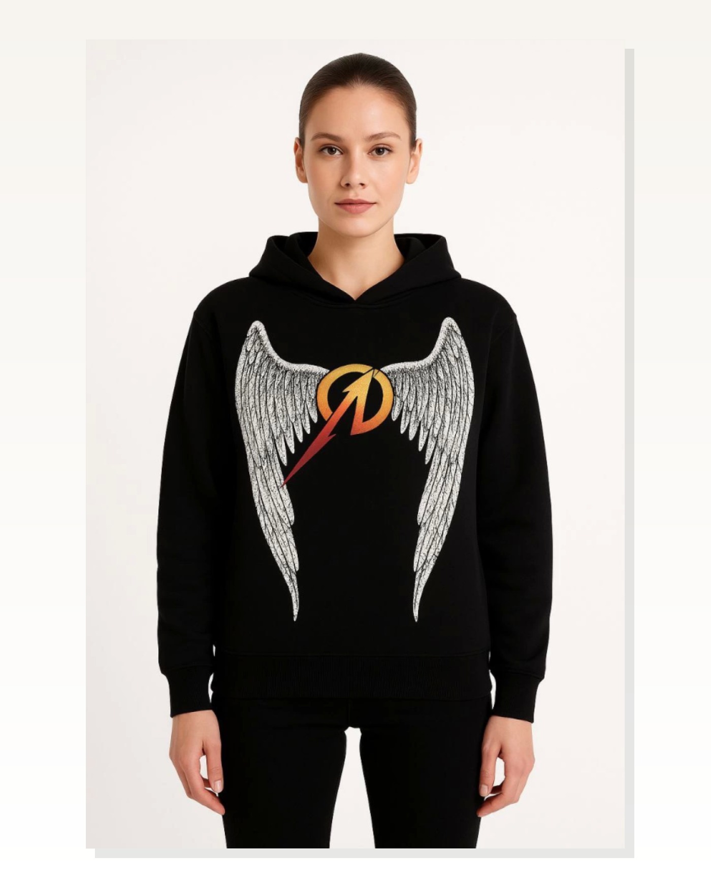 Arka Baskılı Kadın Sokak Stili Siyah Metallica İki İplik Kapüşonlu Ön Ve Hoodie Marketplace blank