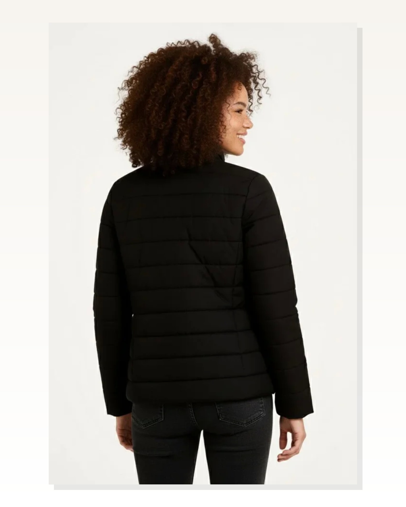 Baskılı Kadın Modern Stil Siyah Mikro Su İtici Kapitone Astarlı Fermuarlı Bomber Mont Marketplace blank