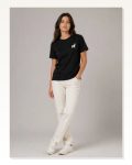 Minimal Geyik Logolu Tişört Bisiklet Yaka Kısa Kol Yazlık T-shirt Siyah