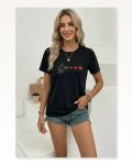 Minimal Kalp İşaret Baskılı Tişört Kısa Kol Yazlık T-Shirt – Siyah Marketplace