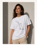 Minimal Kedi Çizim Baskılı Tişört Kısa Kol Yazlık T-Shirt – Beyaz Marketplace