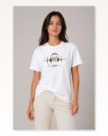 Müzik Temalı Baskılı Tişört Bisiklet Yaka Kısa Kol T-shirt Beyaz