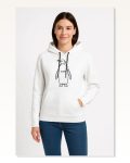Kadın Salaş Stil Beyaz Nihilist Penguen Özel Tasarım Oversize Kapüşonlu Sweatshirt