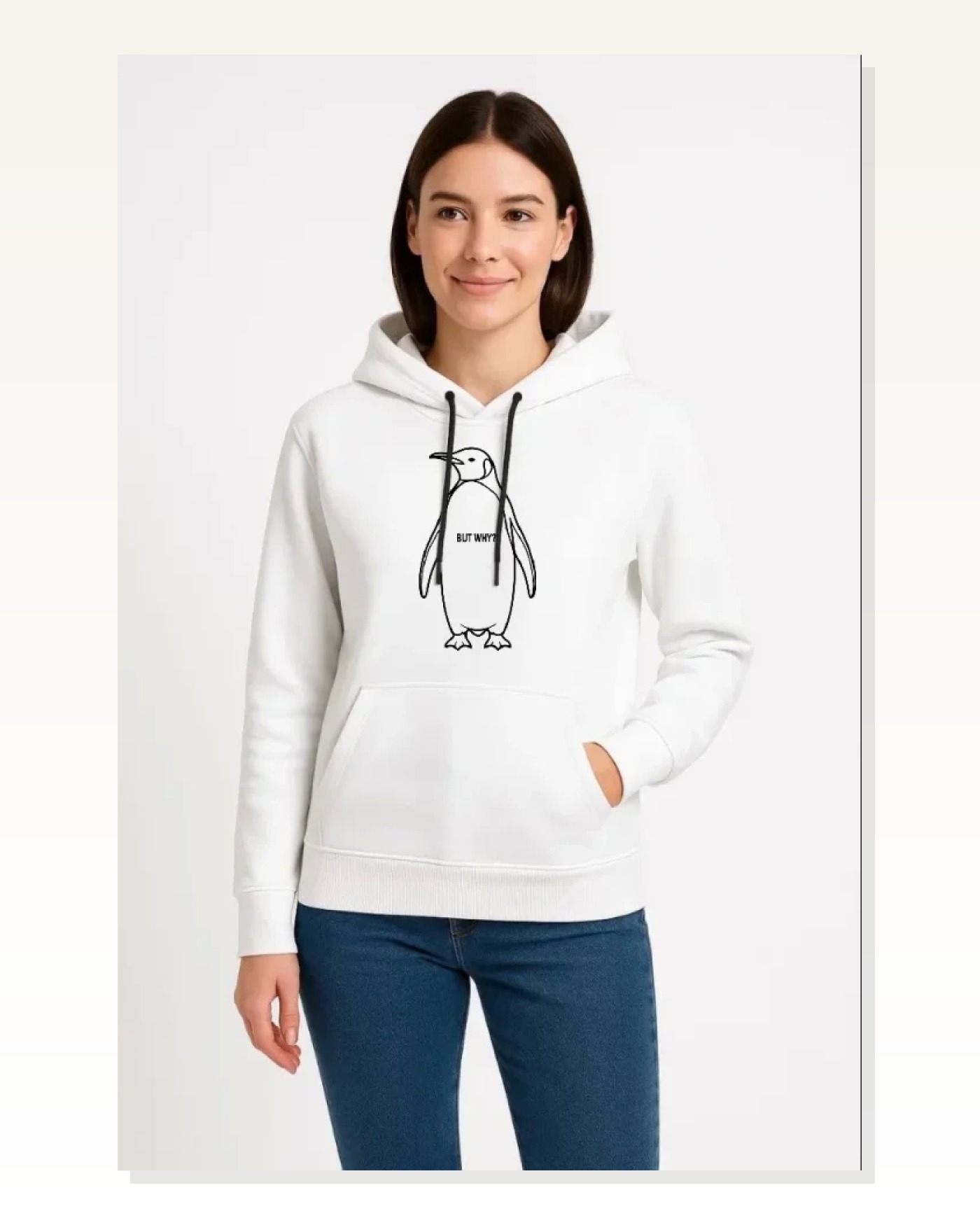 Kadın Salaş Stil Beyaz Nihilist Penguen Özel Tasarım Oversize Kapüşonlu Sweatshirt Marketplace blank