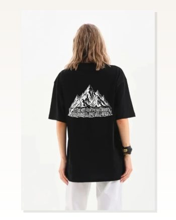 Kadın Salaş Stil Siyah Nihilist Penguen Temalı Oversize Bisiklet Yaka Tişört
