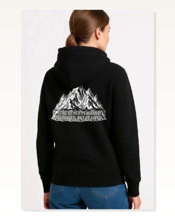 Kadın Salaş Stil Siyah Nihilist Penguen Temalı Oversize Kapüşonlu Sweatshirt
