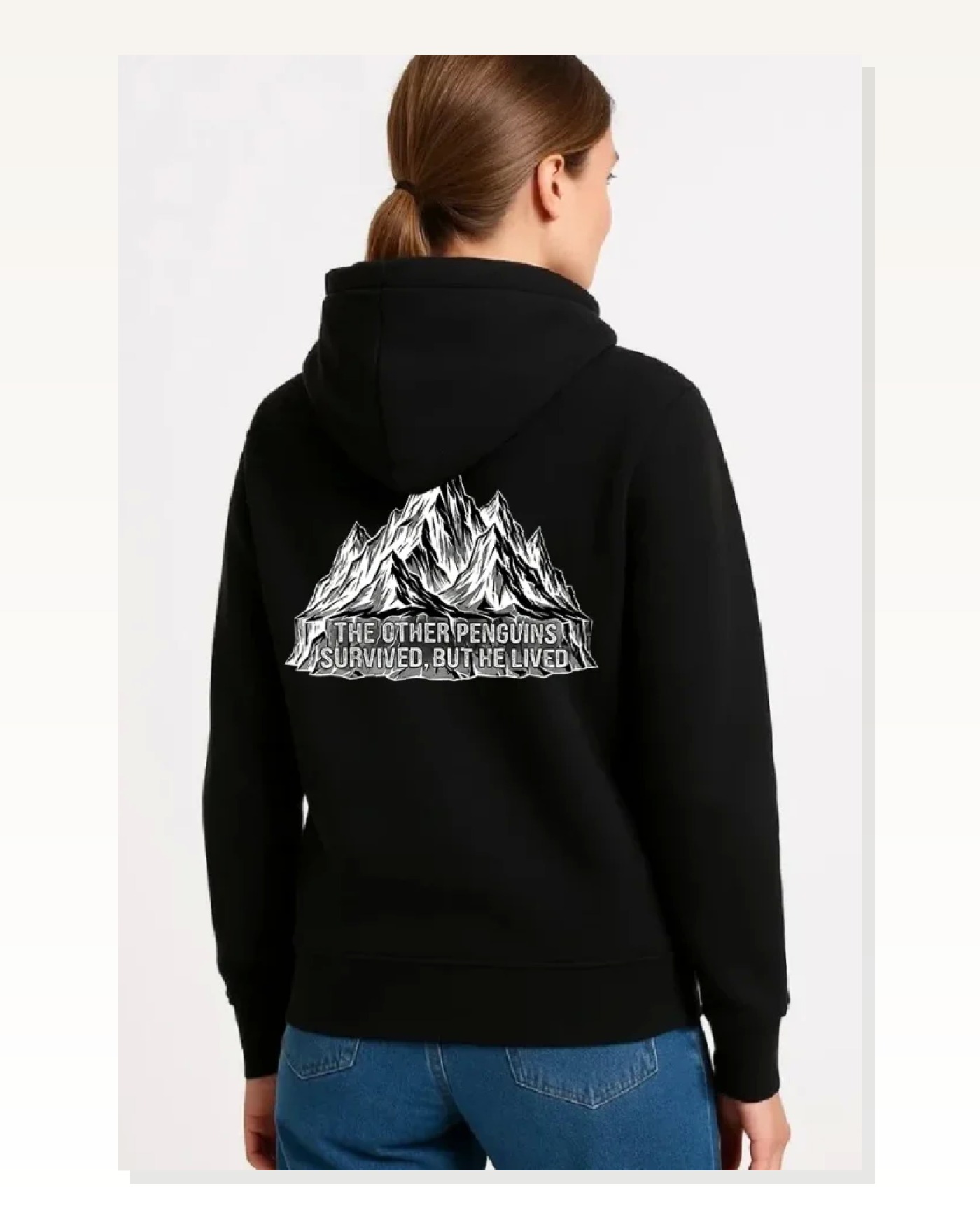 Kadın Salaş Stil Siyah Nihilist Penguen Temalı Oversize Kapüşonlu Sweatshirt Marketplace blank