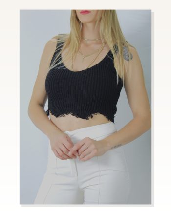 Örme Kolsuz Bayan Triko Siyah 106469