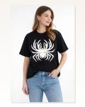 Örümcek Baskılı Tişört Kısa Kollu Bisiklet Yaka T-Shirt – Siyah Marketplace
