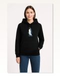 Sırt Baskılı Kadın Salaş Stil Siyah Oversize Hoodie – Survivor Penguin Temalı, Felsefi Yazılı Kapüşonlu Sweatshirt Marketplace