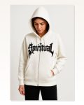 Şardonlu Kadın Beyaz Oversize Hoodie 3 İplik Pamuklu Kumaş, Önü Baskılı, Fermuarlı Rahat Kalıp, Kışlık Ve Sokak Stili Sweat Kapüşonlu Sweatshirt Marketplace