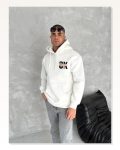 Oversize Üç İplik Kapüşonlu SweatShirt – Beyaz Marketplace