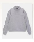 Kadın Salaş Stil Gri Oversize Yarım Farmuarlı Yakalı Basic Sweatshirt