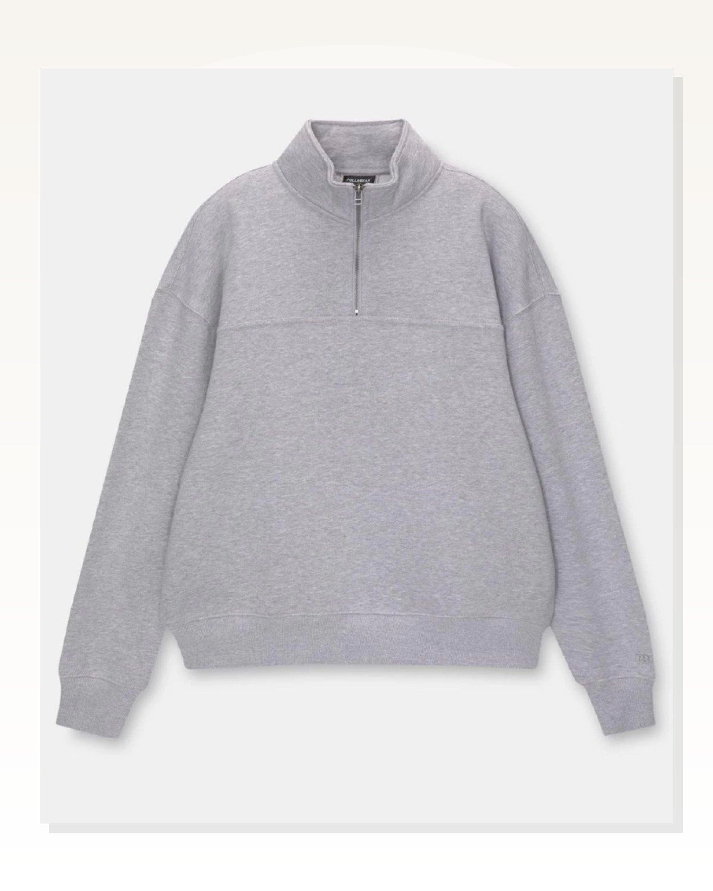 Kadın Salaş Stil Gri Oversize Yarım Farmuarlı Yakalı Basic Sweatshirt Marketplace blank