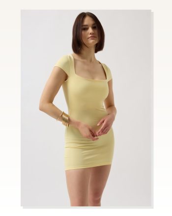 Pencere Detay Mini Dekolte Elbise