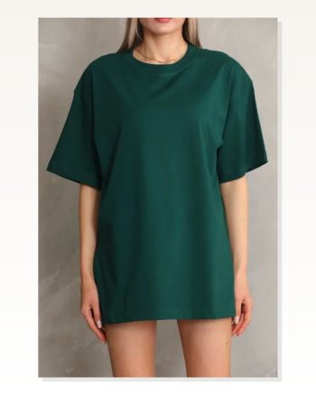 Regular Fit Tişört Bisiklet Yaka Yazlık Kısa Kol Basıc T-shirt Yeşil