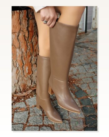 Kadın Cilt Modern Stil Roksa Vizon Topuklu Çizme