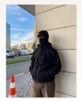 Erkek Asimetrik Fermuarlı Siyah Samuray Ninja Kapüşonlu Hoodie Marketplace