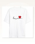 Kadın Baskılı Günlük Stil Beyaz Sevgililer Günü için Özel Tasarım Love Tişört