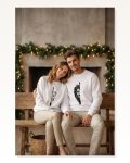 Kadın Baskılı Günlük Stil Beyaz Sevgililer Günü Özel Bisiklet Yaka Aslan Oversize Sweatshirt