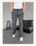 Kadın Modern Stil Siyah Su Yolu Çizgili Cepli Pantalon