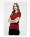 Kadın Bordo Bisiklet Yaka Slim Fit Likralı Günlük Basic Body Tişört Marketplace
