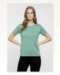 Kadın Mint Yeşili Bisiklet Yaka Slim Fit Likralı Günlük Basic Body Tişört Marketplace