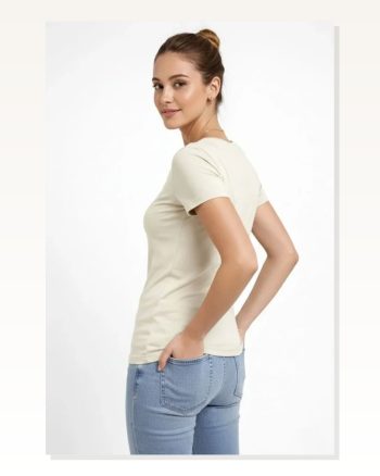 Kadın Taş V Yaka Slim Fit Likralı Günlük Basic Body Tişört