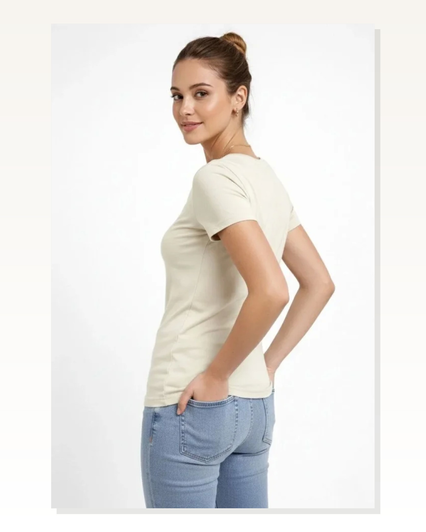 Kadın Taş V Yaka Slim Fit Likralı Günlük Basic Body Tişört Marketplace blank