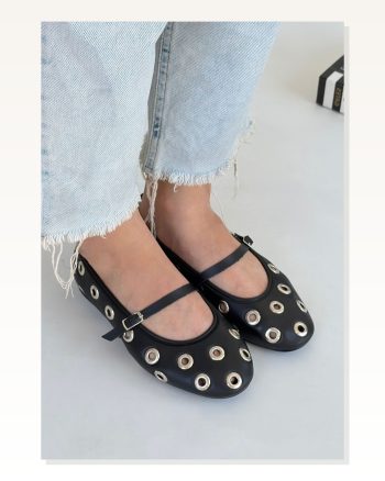 Kadın Cilt Konforlu Adım Tinta Siyah Babet Ayakkabı