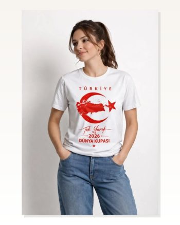Türkiye Ay Yıldız 2026 Dünya Kupasi Taraftar Forma T-shirt Beyaz