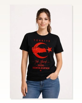Türkiye Ay Yıldız 2026 Dünya Kupasi Taraftar Forma T-shirt Siyah