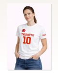 Türkiye Ay Yıldız Baskılı 10 Numara Forma Tişört Taraftar T-shirt Beyaz