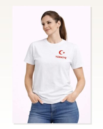 Türkiye Ay Yıldız Baskılı Taraftar Forma T-shirt Beyaz