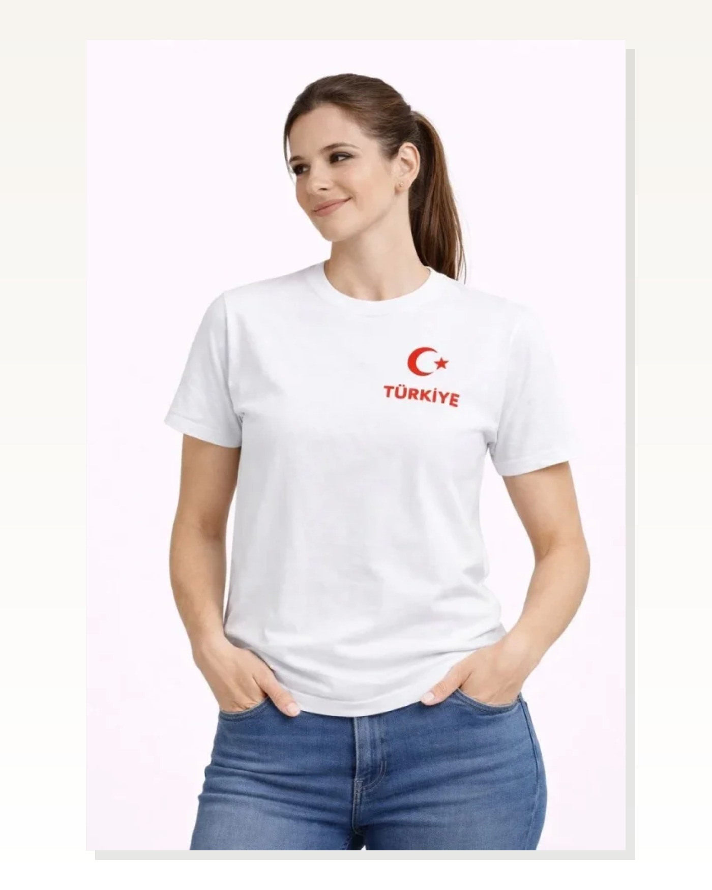TÜRKİYE Ay Yıldız Baskılı Taraftar Forma T-Shirt - Beyaz Marketplace blank